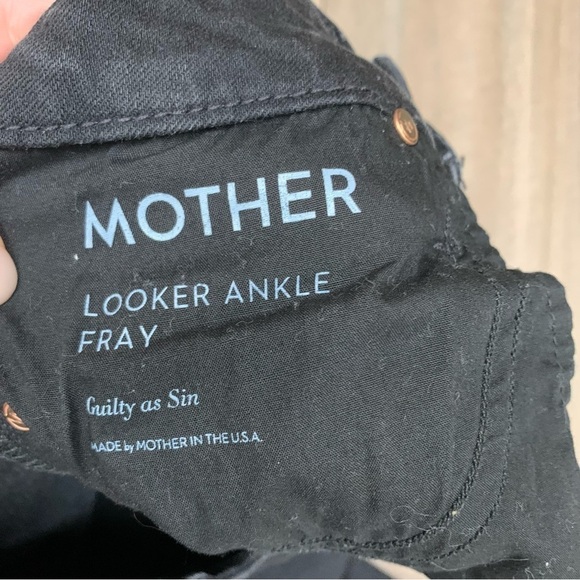 MOTHER looker ankle fray distressed jeans guilty as sin black size 25 - Picture 4 of 10